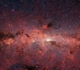 Imagen de la Vía Láctea capturada com el Telescopio Espacial Spitzer (en infrarrojo)