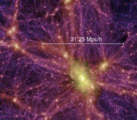 Simulación computacional de la materia oscura Crédito: Instituto Max Planck de Astrofísica
