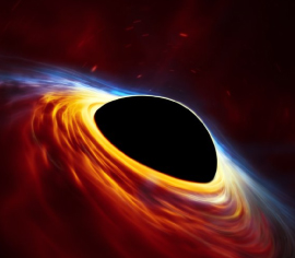 Representación visual de un agujero negro alimentándose con los restos de una estrella