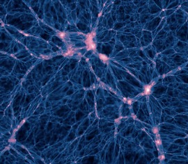 La materia oscura es el andamiaje que permite la formación de galaxias representada en esta imagen de la simulación Illustris.