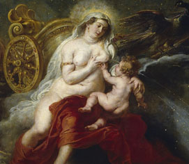 Hércules y la creación de la Vía Láctea en el cuadro de Rubens.